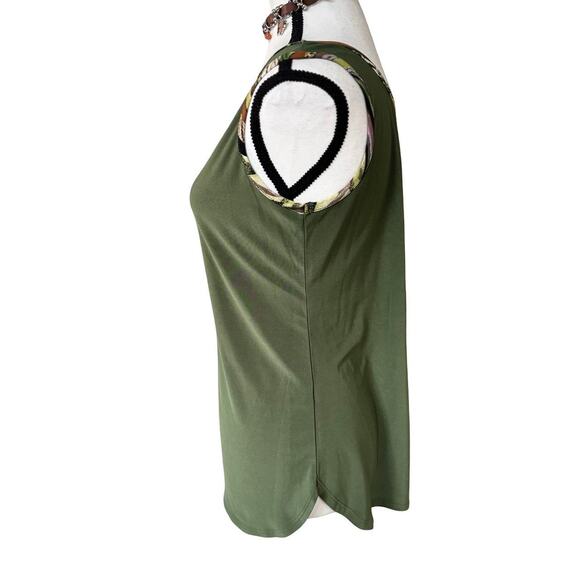 Y2K VTG. OLIVE GREEN TRIMMED RELAXED BLOUSE TANK MEDIUM BY‎ ATTITUDES BY RENEE - Picture 5 of 8